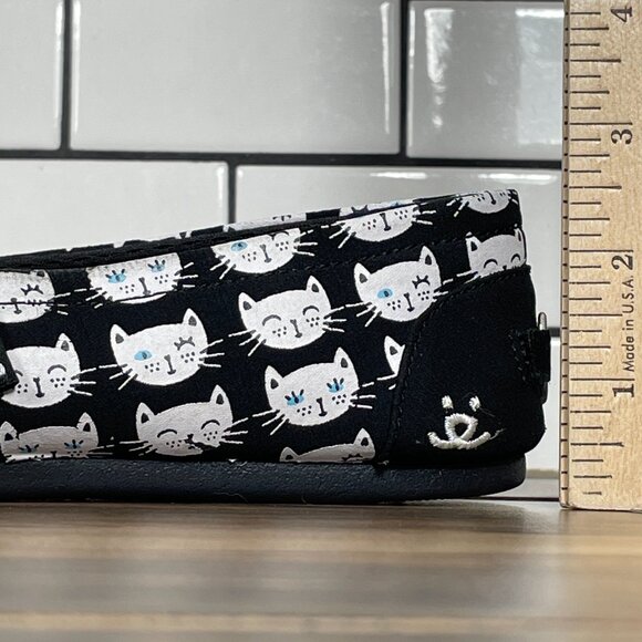 Skechers BOBS Plush Happy Meow Womens Size 7 Shoes Black White Slip On Flats - Picture 9 of 14